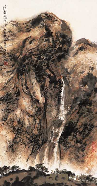 亚明 戊午（1978年）作 得赫特拉山口 立轴 82.5×44.5cm
